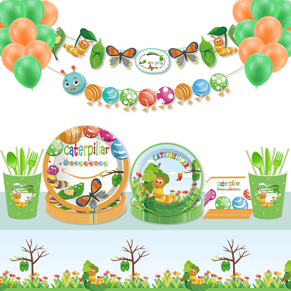 Baby Shower вечерние украшения Caterpillar Evolution Бабочка наборы посуды Детские День