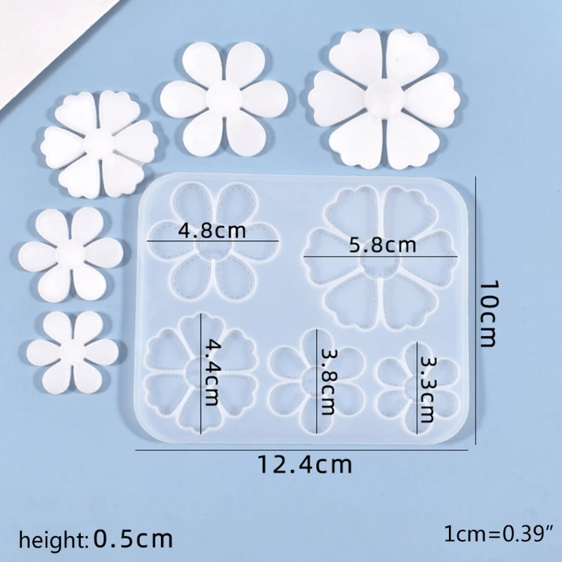 Crystal Epoxy Resin Mold Five Petals Listing Pendant DIY Crafts Silicone Mould | Украшения и аксессуары