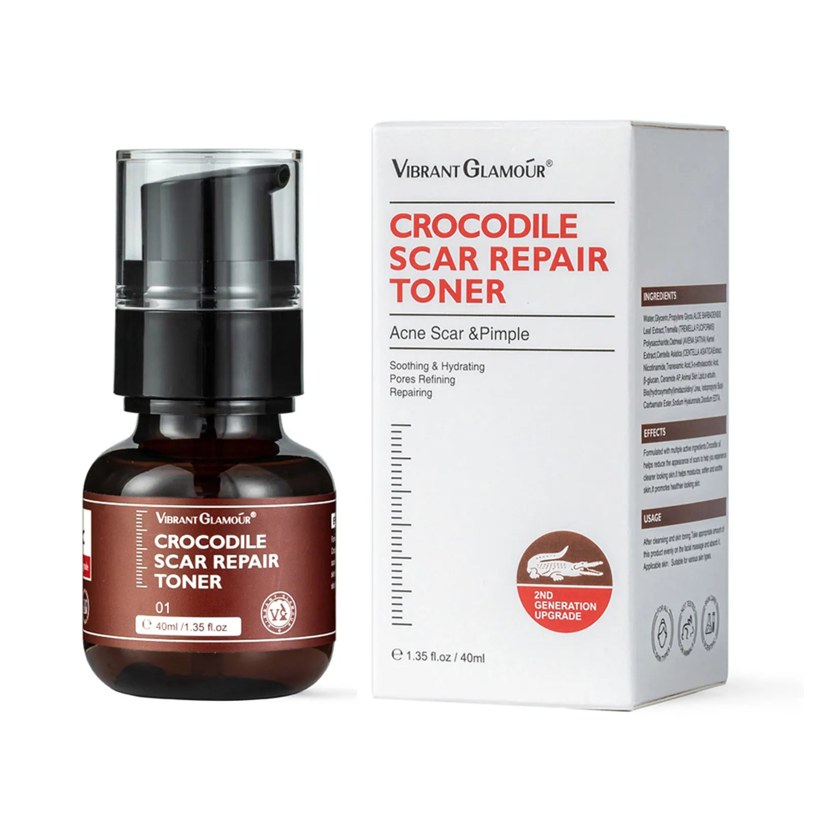 

VIBRANT GLAMOUR Crocodile Scar Repair Toner Reduce Scar Area Fade Scar Color Prevent Scar Hyperplasia Sensitive Skin Deep Care