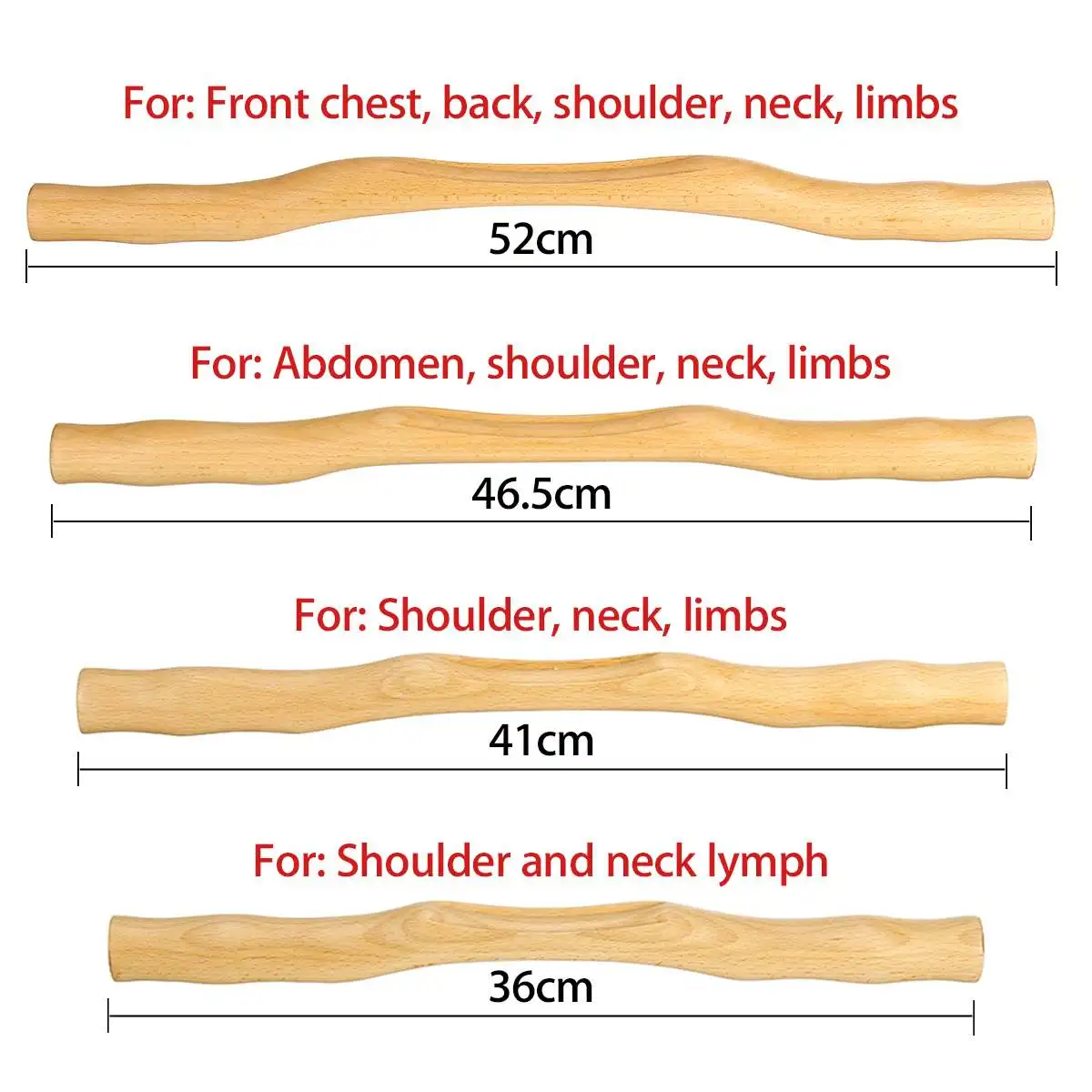 

4 Pcs Scraping Stick for Back Shoulder Neck Waist Leg Body Massage Relaxation Tools Made of Natural Wood Fast Large Area