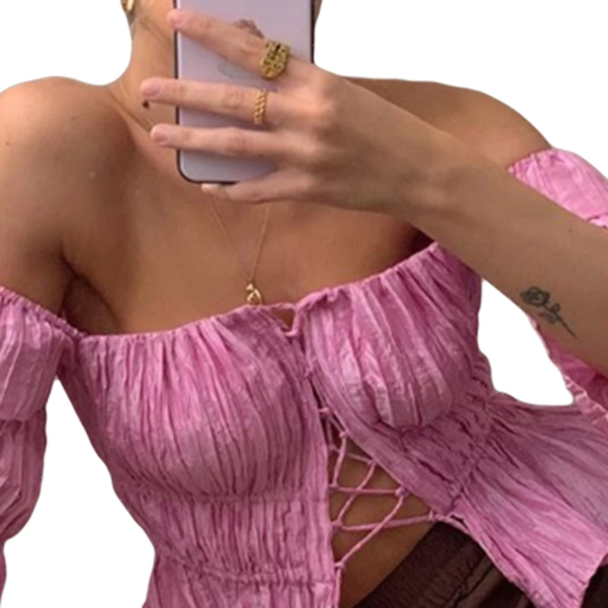 Женская летняя футболка с рукавами трубами модная Однотонная вырезом лодочкой и