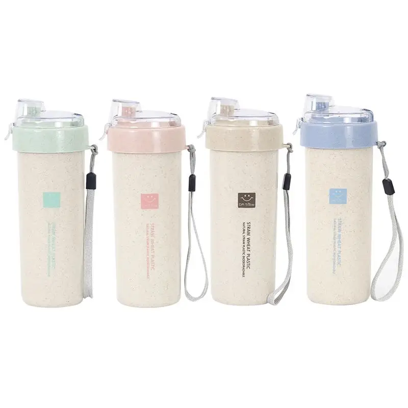 Экологичная непротекающая бутылка для воды из пшеницы питья с откидной крышкой