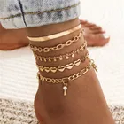 Винтажные богемные ножные браслеты WUKALO золотого цвета на цепочке для женщин и девушек, ножной браслет на щиколотку с сердечком, бабочкой, Пляжное Ювелирное Украшение