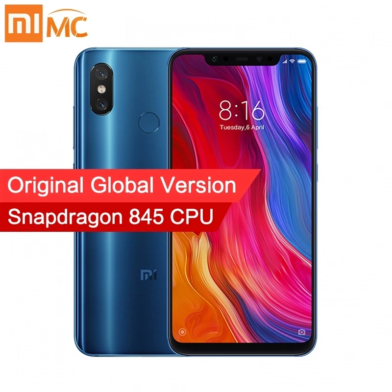 Глобальная версия Xiaomi mi мобильных телефонов 8 6 ГБ 128 Восьмиядерный процессор