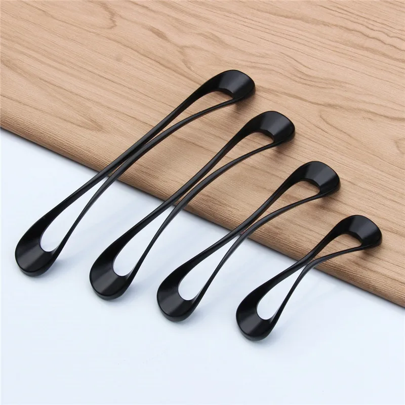 Простые черные дверные ручки из цинкового сплава выдвижной ящик комод спальня