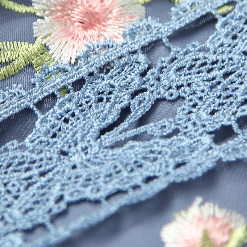 

Openwork New Women Mesh Embroidery Knee Length Swing Fairy Lace Dress N6