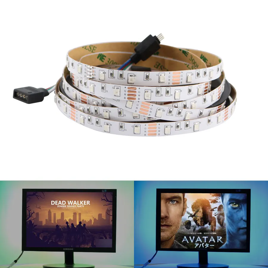 Светодиодная лента RGB для подсветильник Ки телевизора 5 В USB 2835 50 см 1 2 3 4