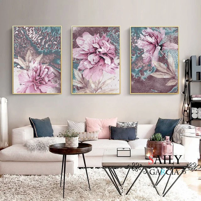 Абстрактная живопись искусство украшения в скандинавском стиле для дома цветы