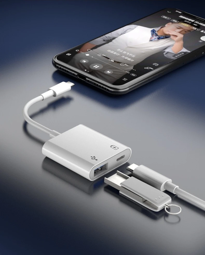 

Type-C OTG Adapter with Power Supply USB3.0 Mobile Phone External U Disk Converter Two In One Adapter Line