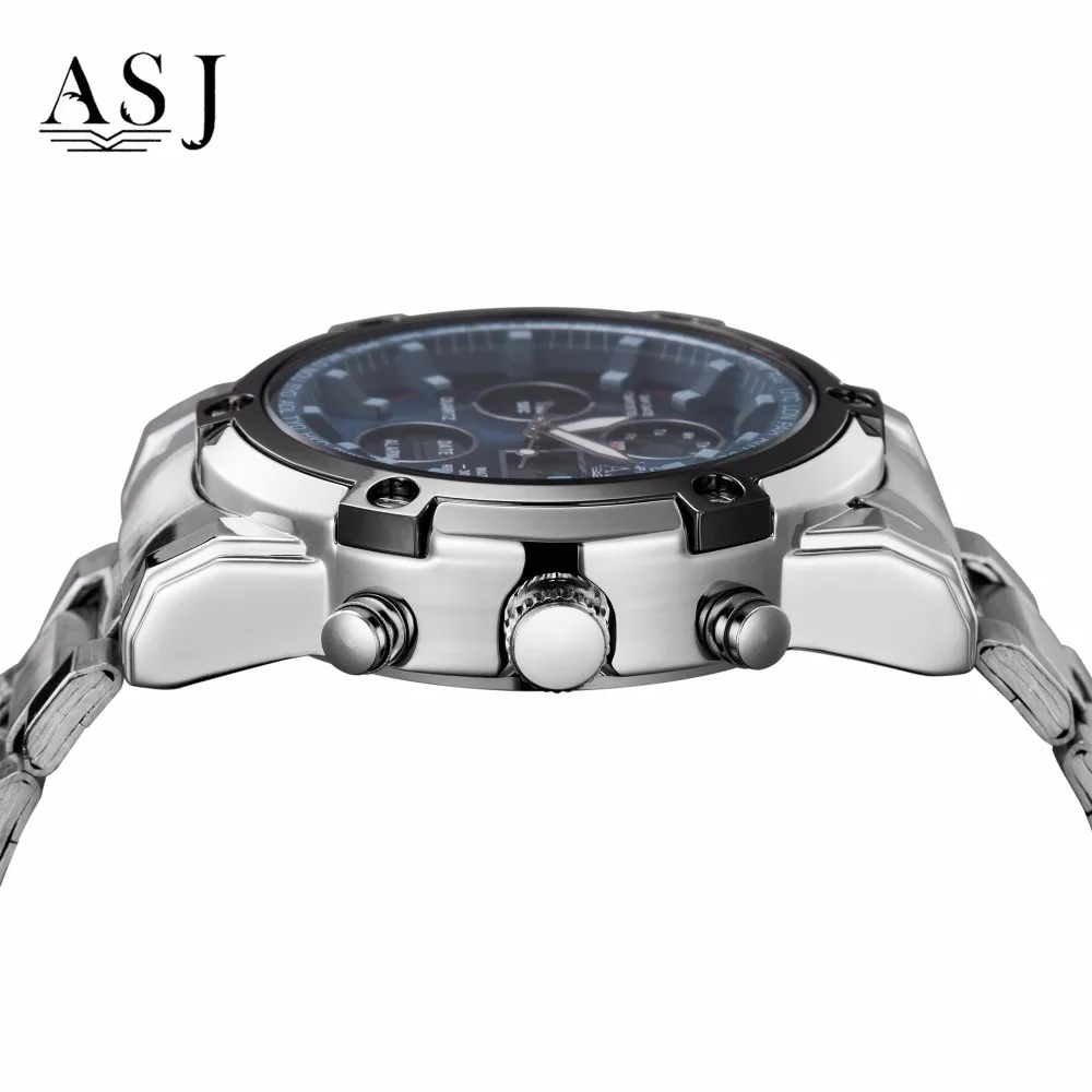 Men Sport Watches ASJ Watch 50m Waterproof Clock Army Stainless Steel Digital Male Outdoor Swim Military Relogio |