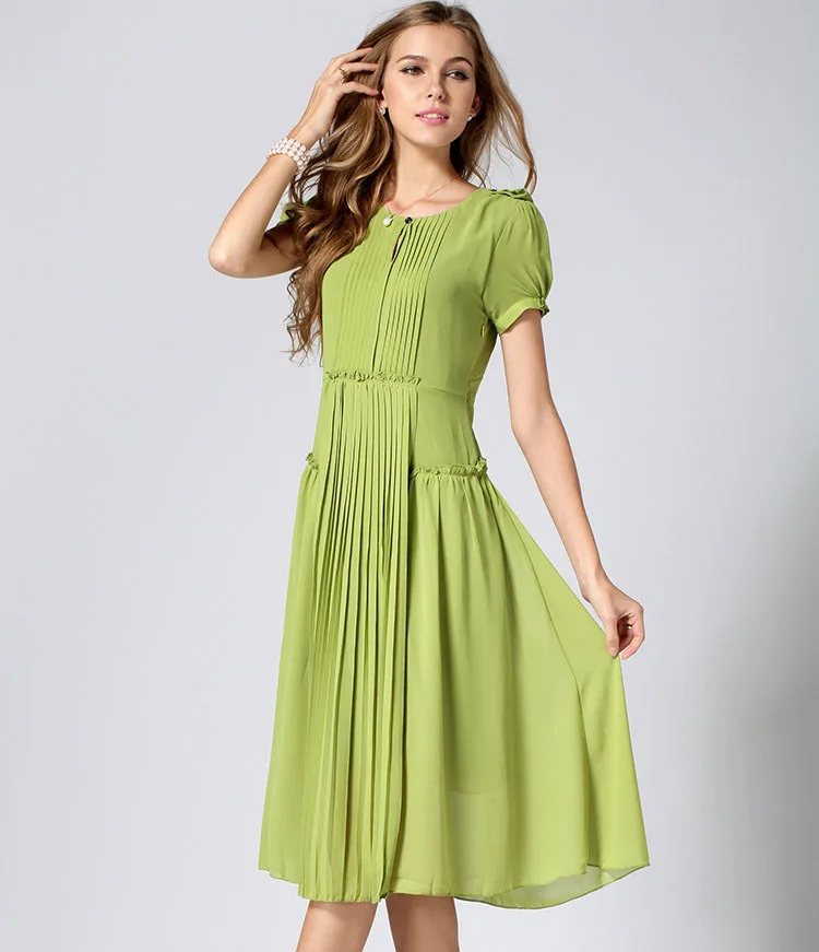 Бесплатная доставка модное женское длинное зеленое платье со складками|dress