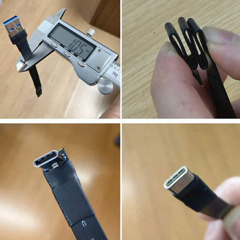 

USB 3.1 Type C to Type C Extension Cable 90 Degree Adapter FPC FPV Ribbon Flat USB C Cable 3A 10Gbps EMI Shielding,15cm