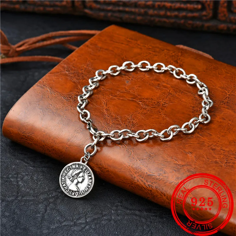 Корейский браслет из 100% стерлингового серебра 925 пробы тайское серебро Ретро