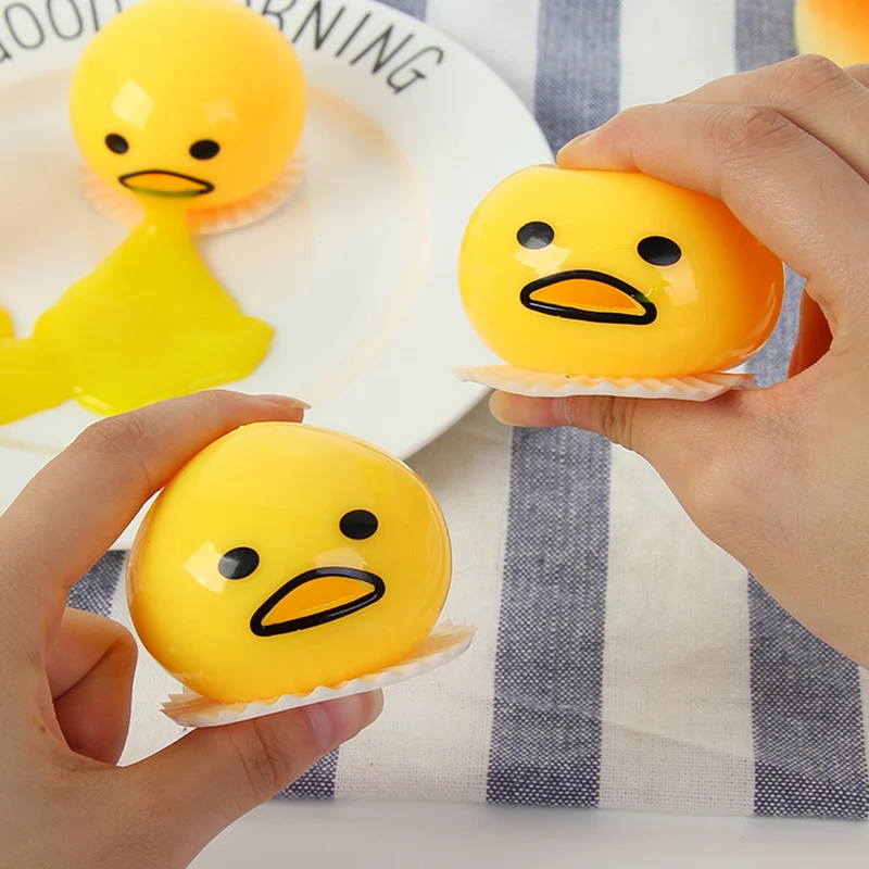 1pc Vomiting egg yolk lazy egg toy milk pouch vent relieve pressure pinch fun spoof children toys gift