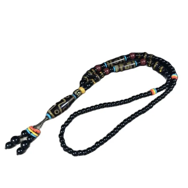 

Old Tibetan King Kong 9 Eyes Old Agate DZi Necklace Pendant Necklace