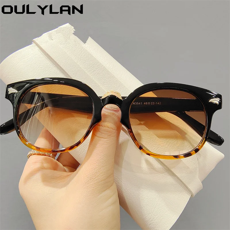 Маленькие круглые солнцезащитные очки Oulylan для мужчин модные трендовые черные