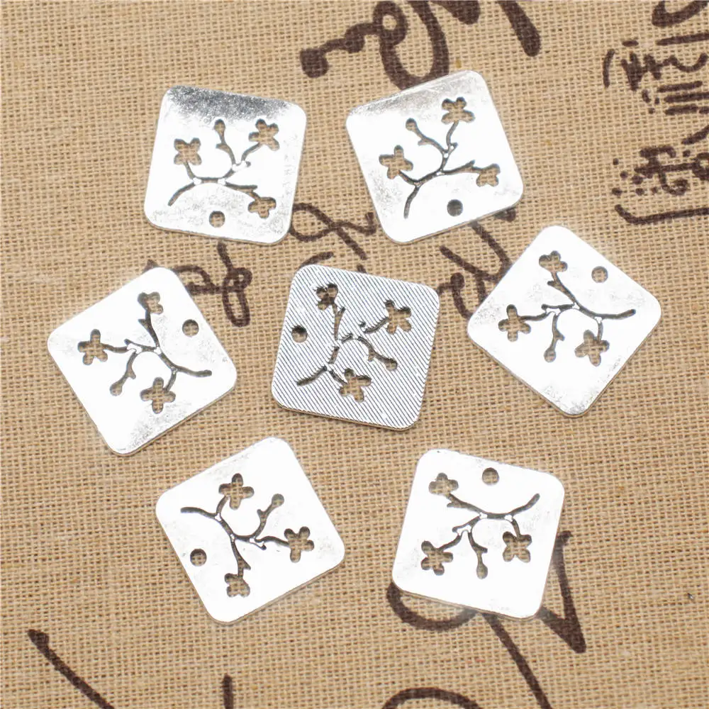 

Hollow Leaves Charms Supplies For Jewelry Making Kit Antique Silver Color 10pcs 22x22mm