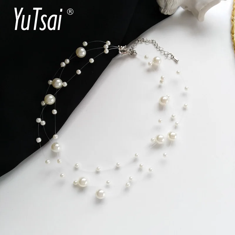 

YUTSAI простой жемчужный многослойный чокер ожерелье Персонализированная прозрачная линия цепочка до ключиц для женщин ювелирные изделия по...