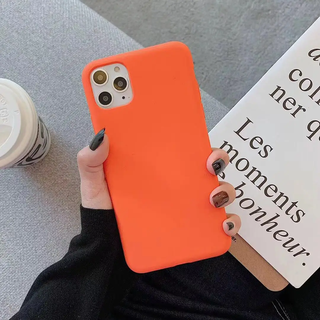 Простой яркий однотонный чехол из ТПУ для телефона Iphone 11 Pro Max X Xr Xs 6s 7 8plus Розовый