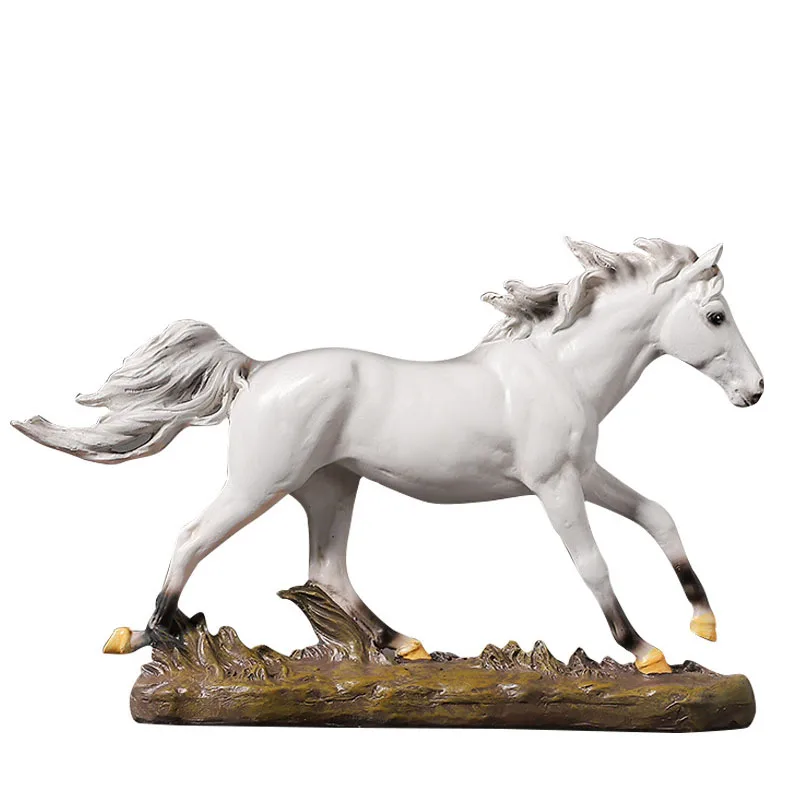 

Скандинавская ретро-скульптура в виде белой бегущей лошади, животное, скульптура, аксессуары для украшения дома, современное искусство, пол...