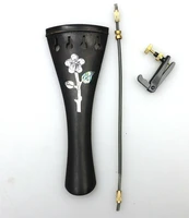 1pcs ebony wood violin tailpiece with gut finetunerebony wood inlay mother of pearl flower tail