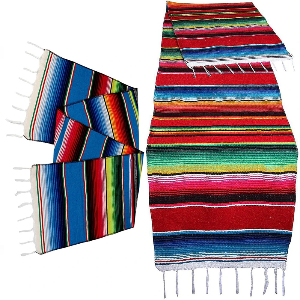 3 цвета Радужный настольный бегун мексиканские вечерние Serape хлопок Праздничная