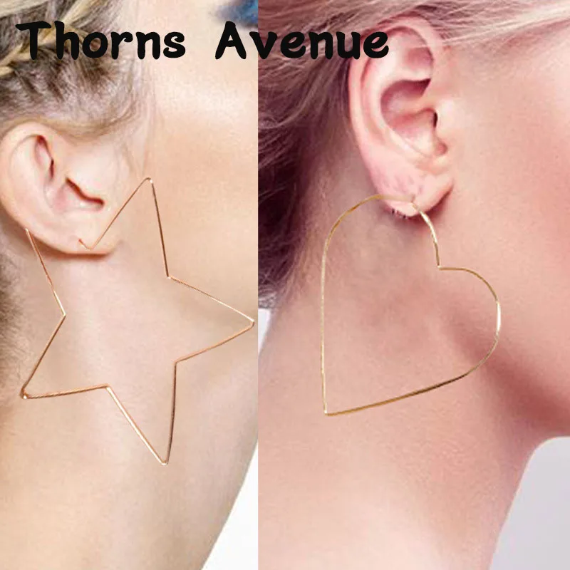 Новое модное серебряное золотистое кольцо в форме звезды сердца большие круглые