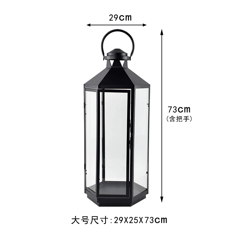 

Nordic Vintage Candle Holders Outdoor Lantern Wind Proof Iron Retro Candle Holders Glass Metal Portavelas Centerpieces AD50CH