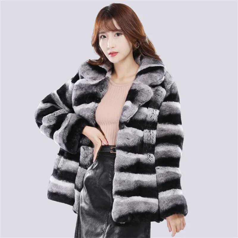 Winter Women'S Fur Coat Mink Jacket Horizontal Stripes Short Clothes Fashion Casual Suit шуба из искусственного пальто женское