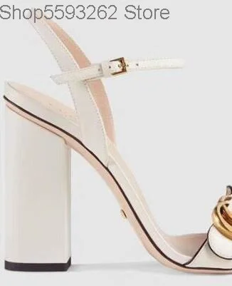 

NEW high heel women sandals Adjustable ankle strap gold-toned hardware high-heel leather sandal