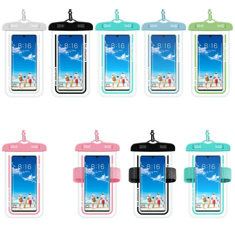 

Beach Phone Bag Waterproof Armband Phone Pouch Diving Swim Gadget Phone Case Cover Luminous Dry Bag For Below 7.2 Inch Phone