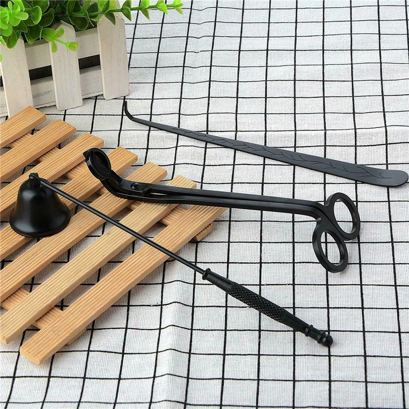 3pcs/set Stainless Steel Snuffer Candle Wick Snuffer Tools Hook Clipper Candle Trimmer Oil Lamp Trim Scissors Cutter