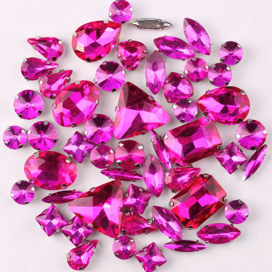 Серебряная закрепка в форме когтя 50 цветов смешанные кристаллы розы пришивные