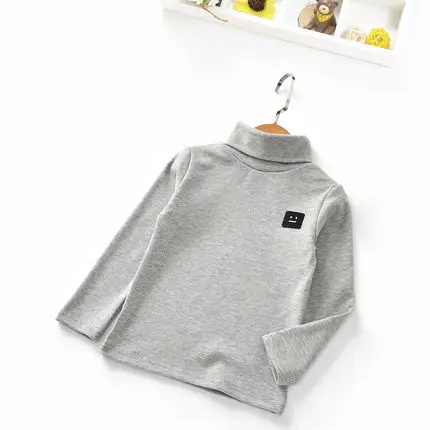 high collar grey Г. Топы для девочек, детская весенне-осенняя одежда Детские футболки для маленьких девочек, футболки с длинными рукавами полосатые, черные, синие, яркие - Цвет: high collar grey