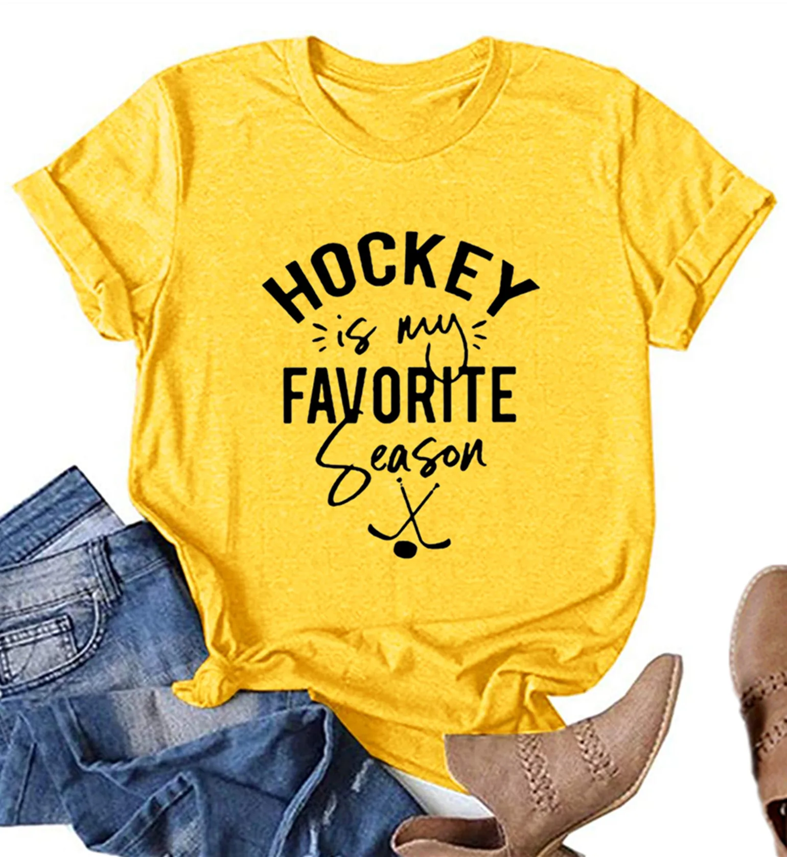 

Хоккей-мой любимый сезон, футболки с принтом, женская летняя одежда, графическая футболка для женщин, женская футболка с коротким рукавом, ...