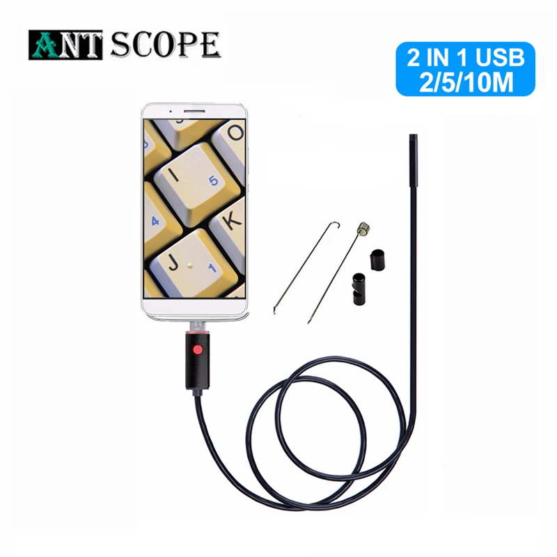 Antscope 5,5 мм/7 мм/8 мм usb-эндоскоп мини Камера Android/ПК эндоскопическая черный 2/5 м/10 м Водонепроницаемый Бороскоп Инспекции Камера 19