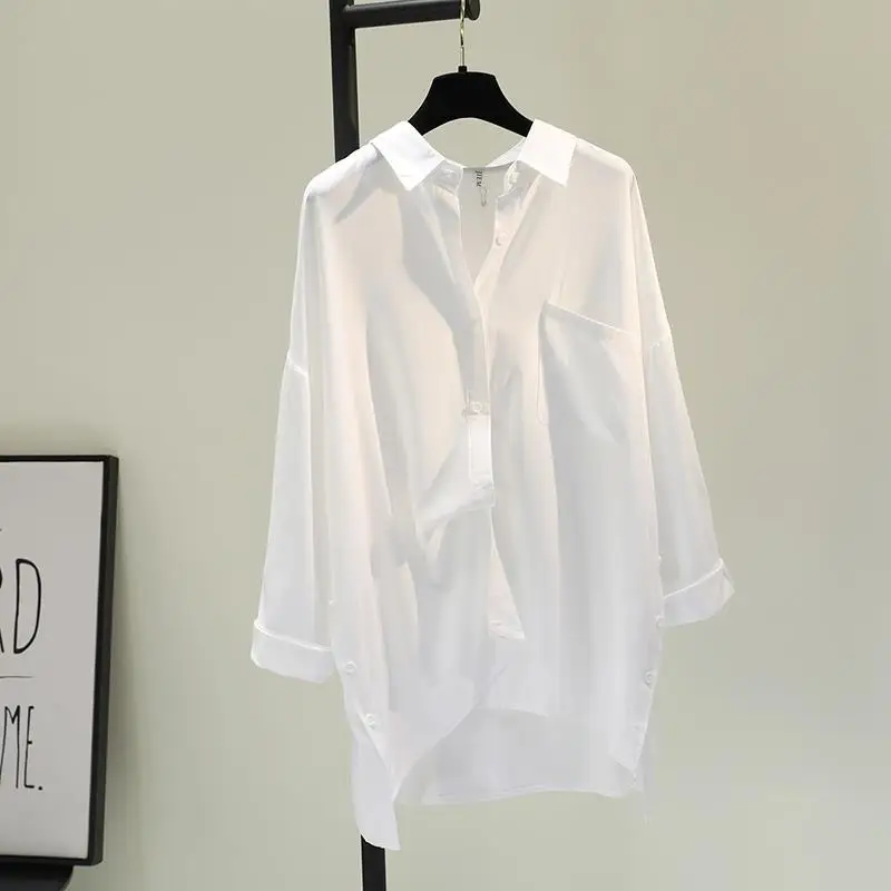 Однотонная Классическая Свободная блузка в Корейском стиле Женская