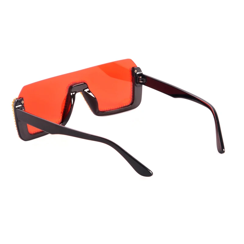 Diamond Semi-Rimless Square Sunglasses Women Rhinestone Retro Gradient Sun Glasses Vintage Oversized Feminino Eyeglasses UV400