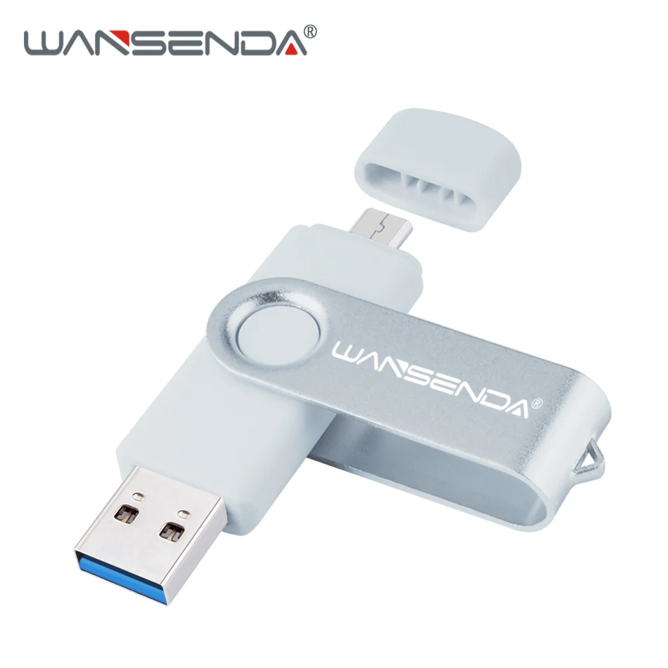 Новая USB флеш-накопитель Wansenda 3,0, 256 ГБ, 128 ГБ, 64 ГБ, 32 ГБ, 16 ГБ, 8 ГБ, OTG, 2 в 1, высокоскоростная Флешка для Android/PC - Цвет: Белый