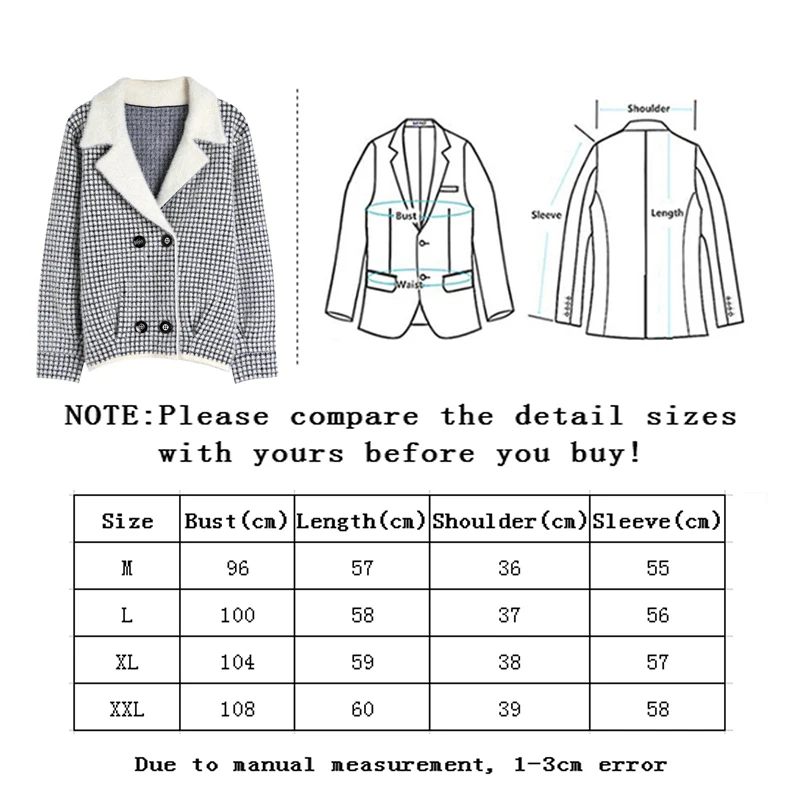 

SLLSKY Sweet Plaid Woolen Shirt Jackets Women Fashion Pockets Turn-down Collar Check Jacket Cute Girls Chic Coat Streetwear