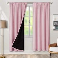 double layer 100 blackout curtains for bedroom pink blue window treatments thick curtains drapes