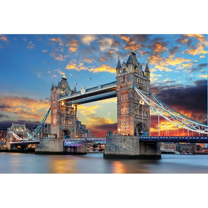 

5D Diy Diamond Painting London Bridge Urban Architecture Embroidery Full Drill Cross Stitch Rhinestone Mosaic Decorative Artwork