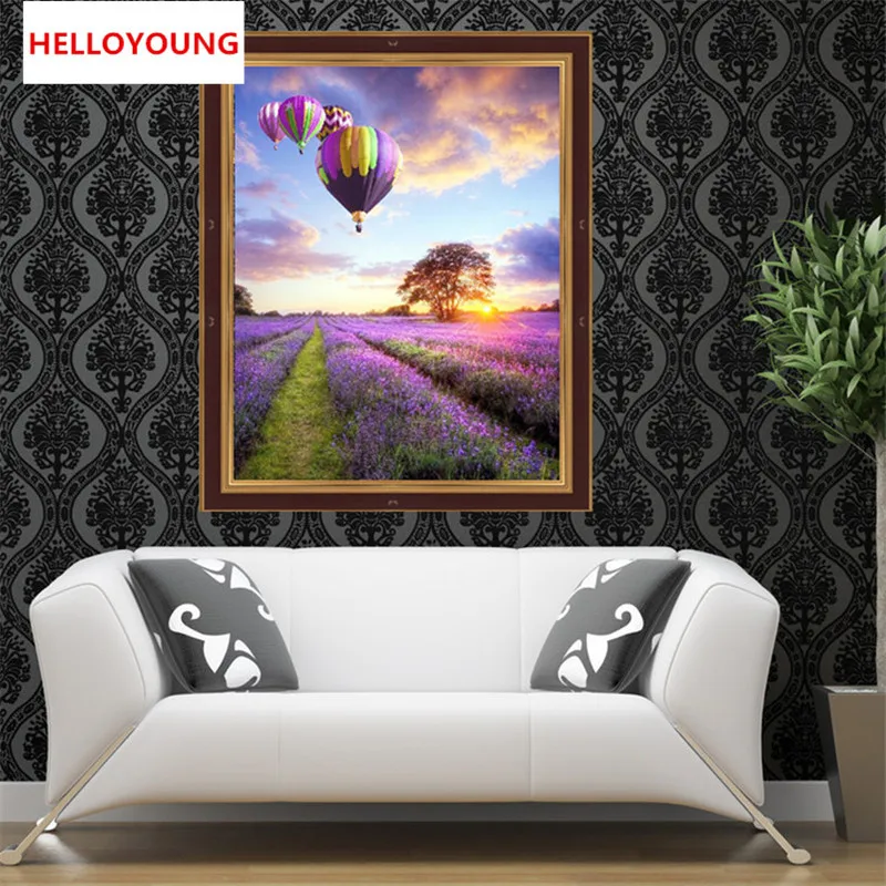 Алмазная вышивка 5D сделай сам мозаика для рукоделия лавандовые цветы и воздушный