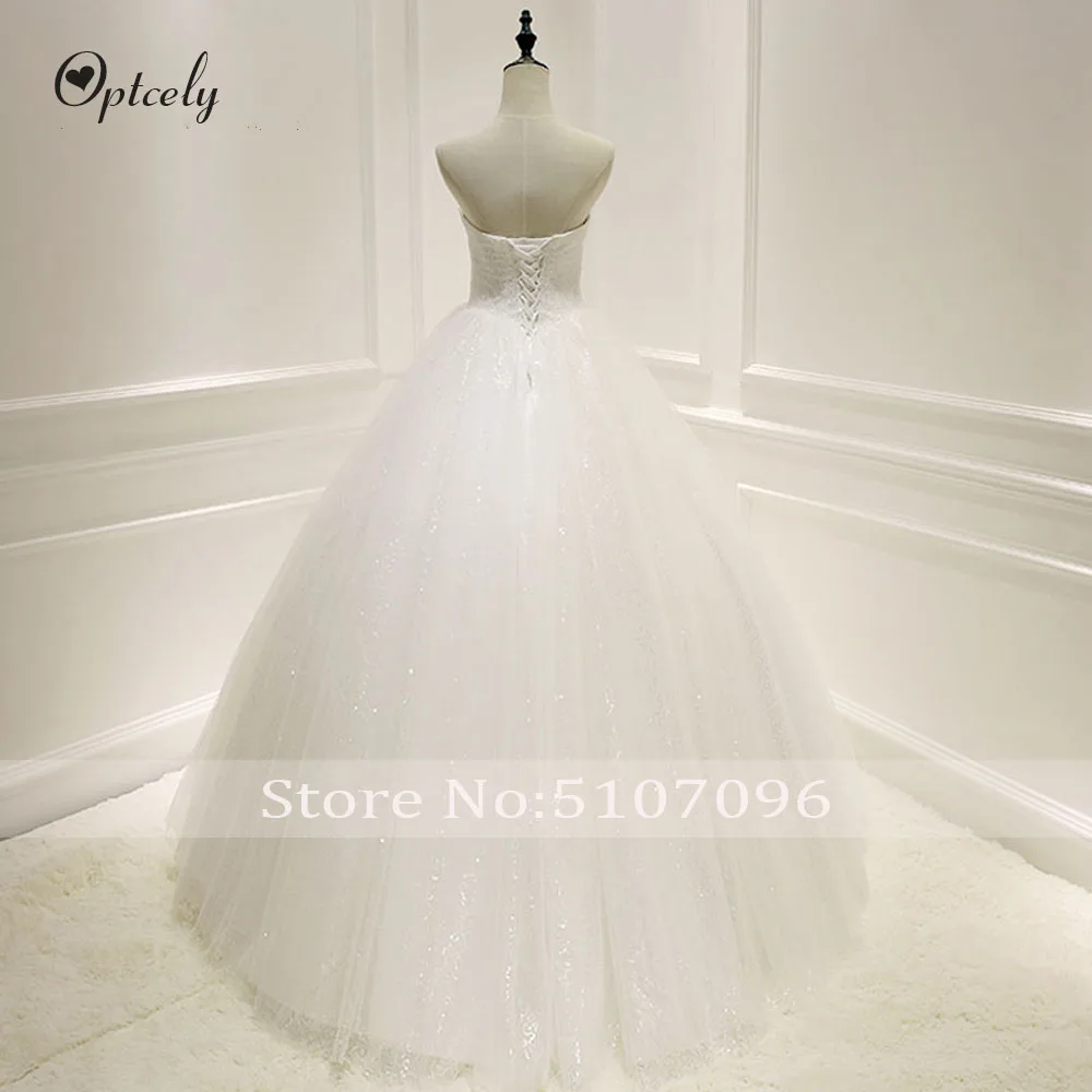 Optcely Charming Wedding Formal Dress Strapless Backless A-line Wedding Dress Train Appliques Beaded Lace Up Princess Gown