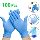 Латексные нитриловые одноразовые перчатки 100 шт.лот, черные, синие одноразовые лабораторные перчатки для уборки дома, защитные перчатки в нитриловой упаковке