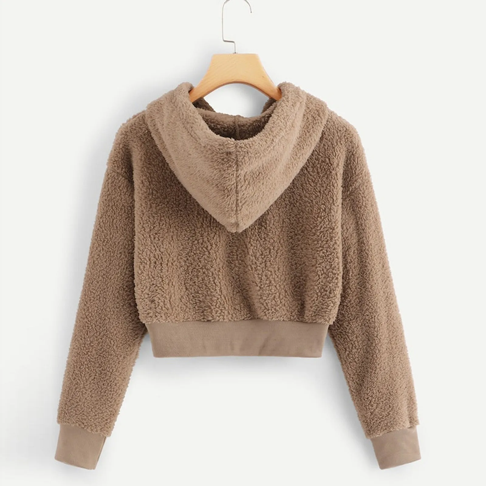 Женские зимние топы 202020 модные однотонные толстовки с длинным рукавом и кулиской