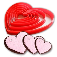 6pcsset heart shaped plastic cake mold cookie cutter biscuit stamp fondant sugar craft pastry cake diy decorating tools
