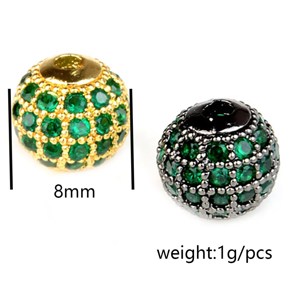 

3pcs/lot 8mm High Quality Mix Color Round Beads Jewelry Findings Brass Zircon Beads Wholesale for DIY Bracelet Jewelry Making