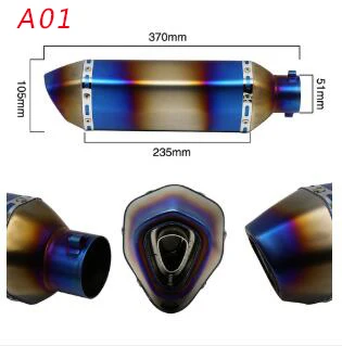 A 01 ZS Racing 35-51 мм универсальный глушитель выхлопной трубы мотоцикла скутер Грязь Яма велопокрышки DB Killer для Akrapociv Yoshimura - Цвет: A 01
