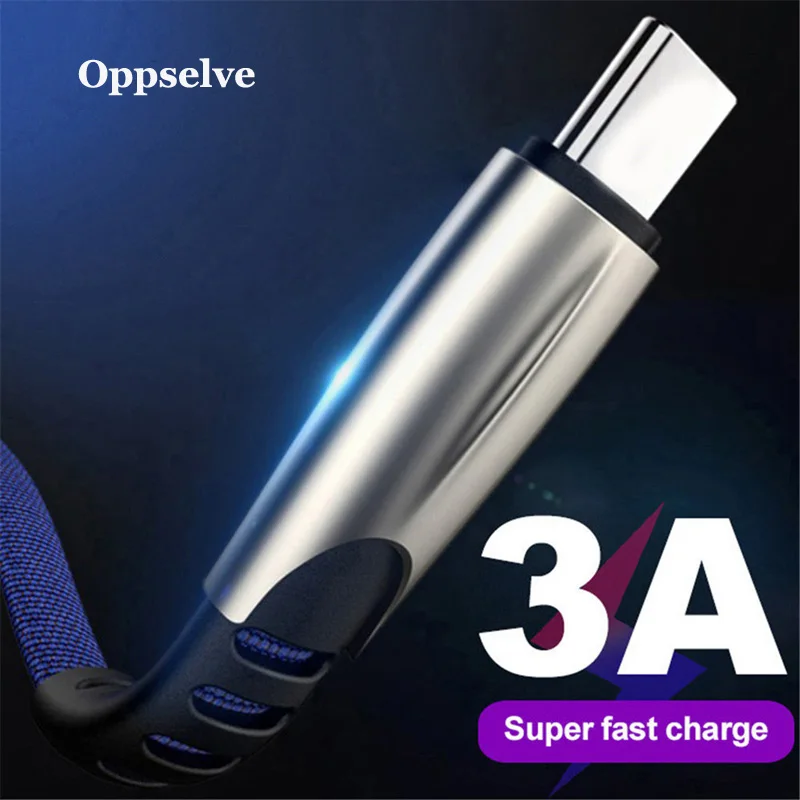 Кабель Oppselve USB Type-C провод для быстрой зарядки шнур 3 м USBC кабель Xiaomi K20 Samsung S9 Oneplus 7